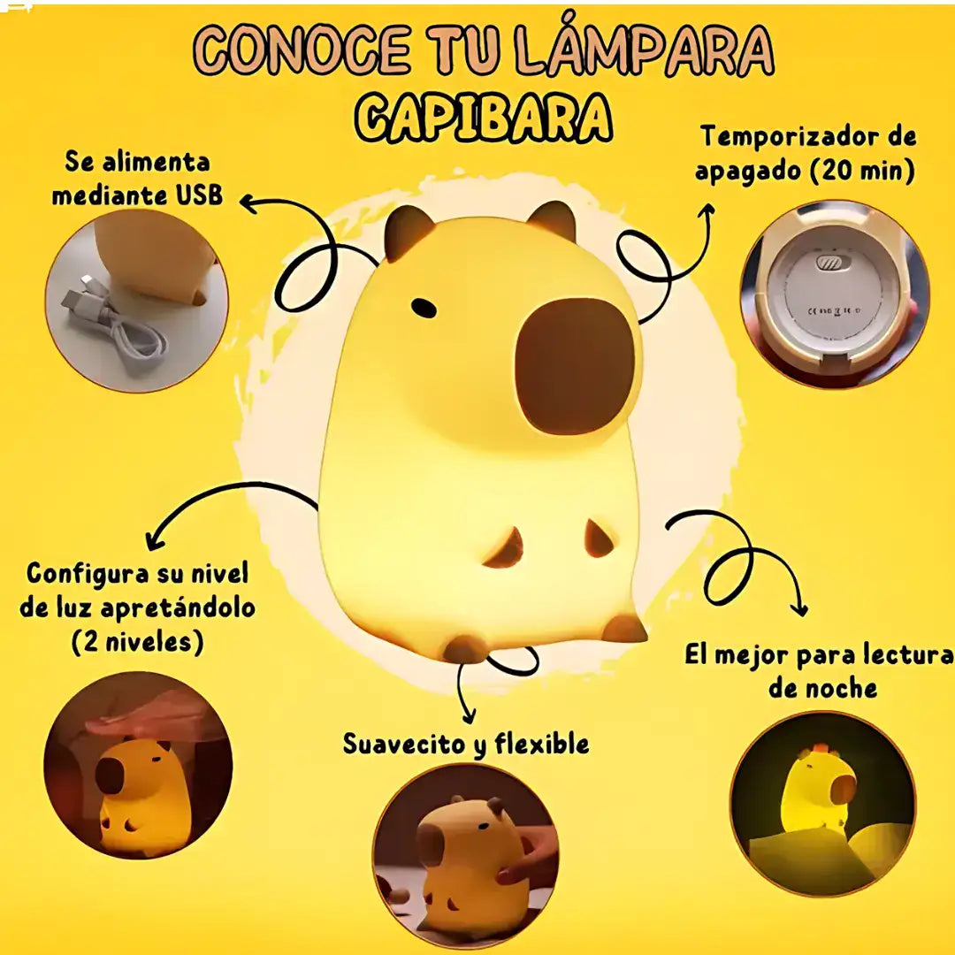 Capybara Lámpara Antiestrés Touch Suave