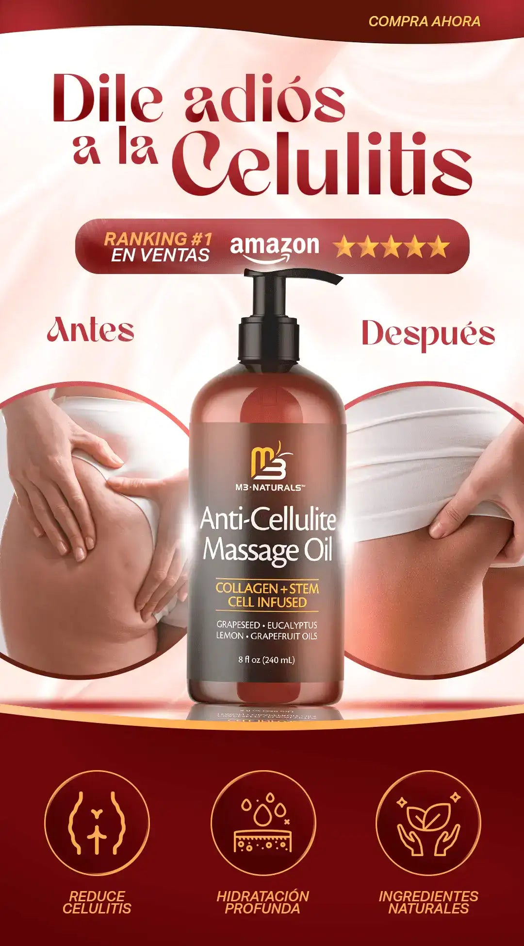 M3 NATURALS ™ Aceite Reafirmante Anti-celulítico