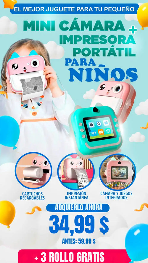 Cámara de Fotos  Instantánea  HAPPY KIDS ® + GRATIS 3 Rollos Originales ™
