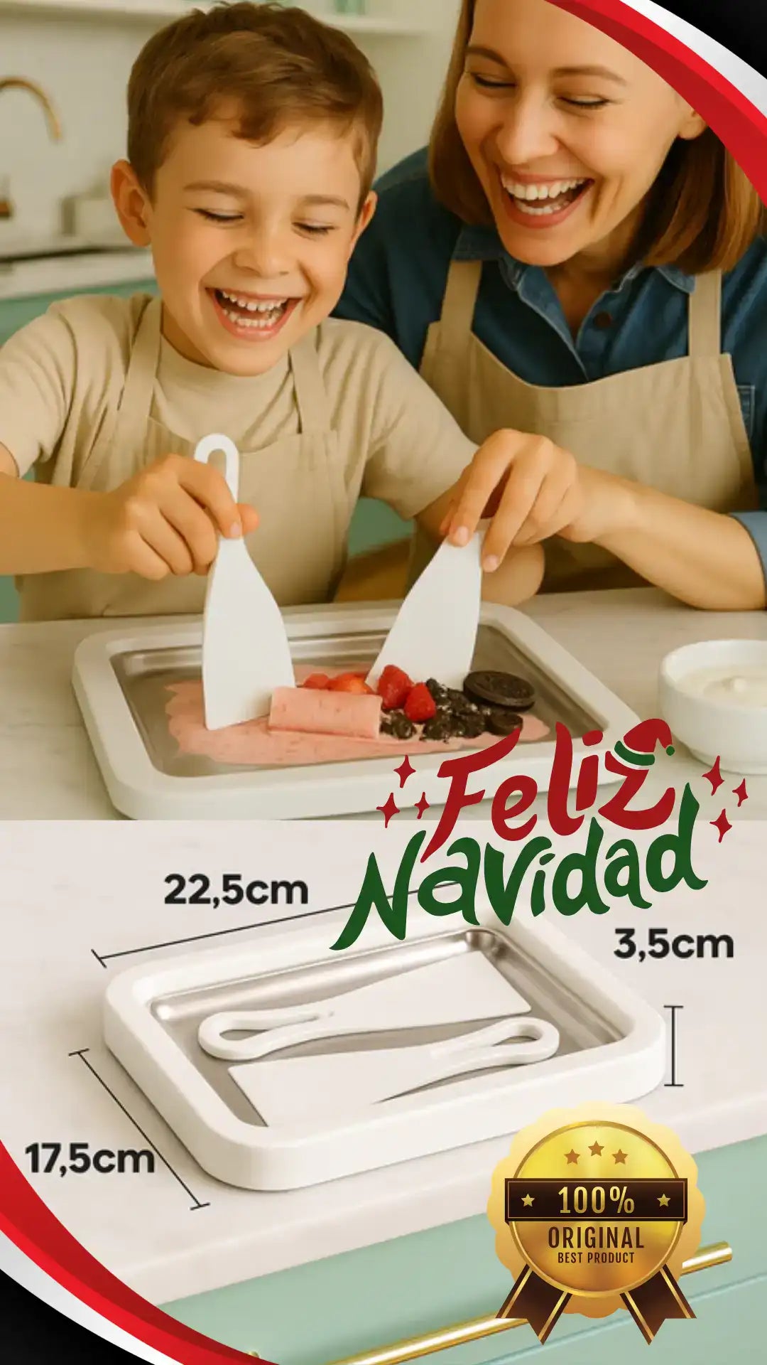 BANDEJA INSTANTÁNEA PARA HACER  HELADO ENROLLADO +  2 ESPÁTULAS 🍧